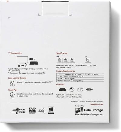 LG GP60NS60 Slim DVD-Writer Silver BOX