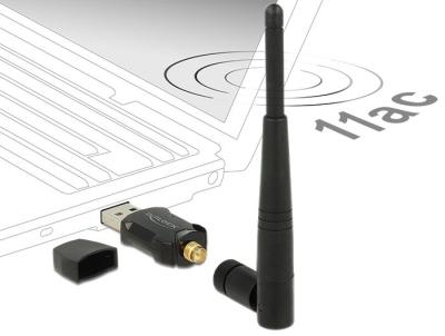 DeLock USB 2.0 Dual Band WLAN ac/a/b/g/n Stick 433 Mbps with external Antenna