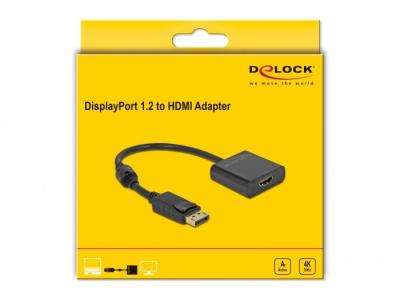 DeLock DisplayPort 1.2 male to HDMI female 4K Active Adapter Black