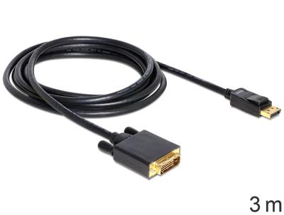 DeLock Cable Displayport 1.3 male > DVI -(24+1) male passive 3m Black