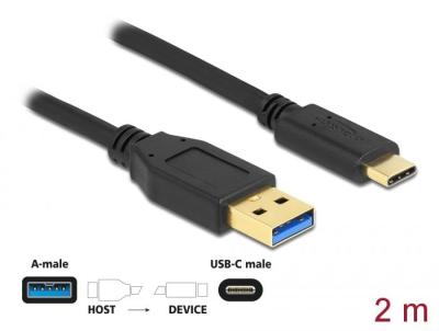 DeLock  SuperSpeed USB (USB3.2 Gen1) Cable Type-A to USB Type-C 2m Black