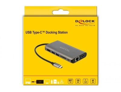 DeLock USB Type-C Docking Station 4K - HDMI / DP / USB 3.2 / SD / LAN / PD 3.0