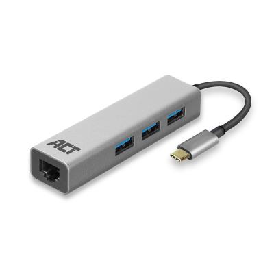 ACT AC7055 USB-C Hub 3 port with Gigabyte Ethernet Grey