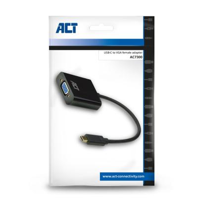 ACT AC7300 USB-C to VGA adapter Black