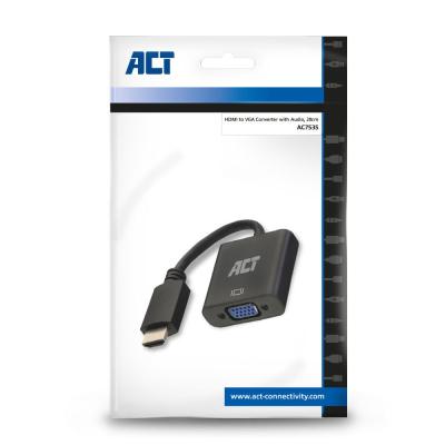 ACT AC7535 HDMI-A male to VGA female adapter with audio Black