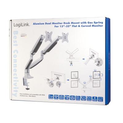 Logilink BP0043 Dual Alumium Monitor Desk Mount Tilt Silver