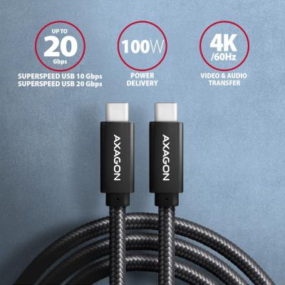 AXAGON BUCM32-CM20AB Speed+ USB-C > USB-C 3.2 Gen 2 Cable 2m Black