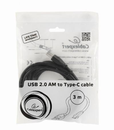 Gembird CCP-USB2-AMCM-10 USB2.0 AM to Type-C cable 3m Black