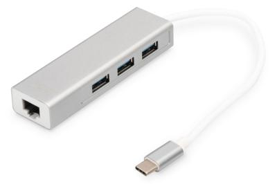 Digitus 3 Port USB 3.0 Type-C Hub with Gigabit Ethernet