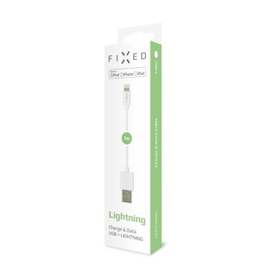 FIXED Data and charging cable with USB/Lightning connectors, 1 meter, MFI certified, 20W Fehér