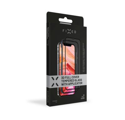 FIXED teljes kijelzős üvegfólia applikátorral Apple iPhone 12 Pro Max telefonhoz, fekete