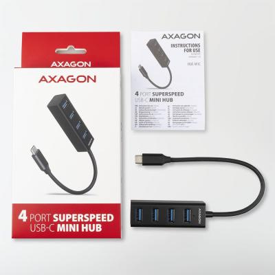 AXAGON HUE-M1C USB3.2 Type-C Hub 4-port metal black