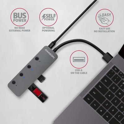 AXAGON HUE-MSA USB3.2 Hub 4-port metal Silver