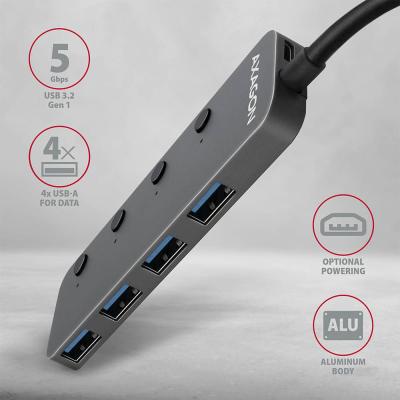 AXAGON HUE-MSA USB3.2 Hub 4-port metal Silver