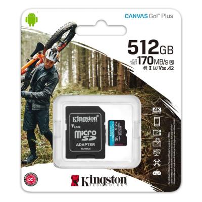 Kingston 512GB microSDXC Canvas Go! Plus Class 10 170R A2 U3 V30 Card + adapterrel