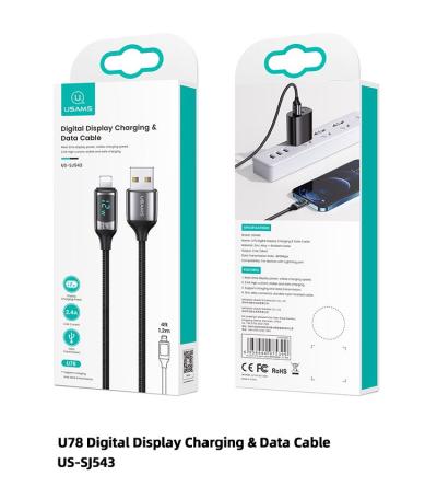 Usams U78 Digital Display Charging & Data Cable 1,2m Black