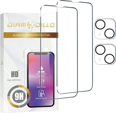 Diamodillo iPhone 14 Pro 9H Surface Hardness Oil Resistant WaterProof Glossy (2db kijelző és kamera lencse védő)
