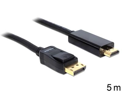 DeLock Cable Displayport 1.5 male > High Speed HDMI-A male passive 5m Black