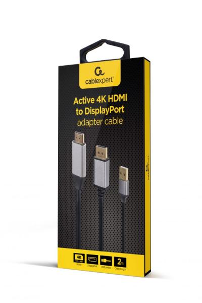 Gembird A-HDMIM-DPM-01 Active 4K HDMI male to DisplayPort male adapter cable 2m Black