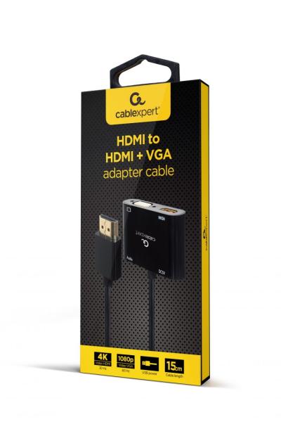 Gembird A-HDMIM-HDMIFVGAF HDMI male to HDMI female + VGA female + audio adapter cable Black