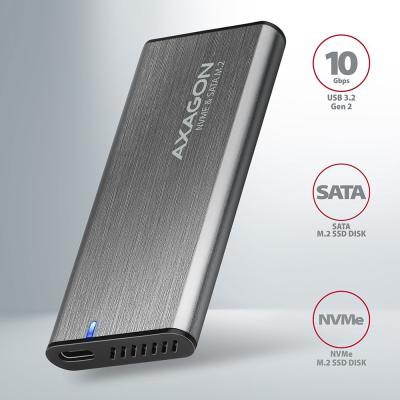AXAGON EEM2-SB2 SuperSpeed+ USB-C - M.2 NVMe & SATA SSD RAW box