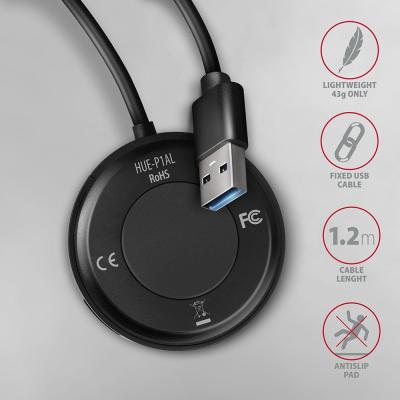 AXAGON HUE-P1AL SuperSpeed USB-A Round HUB Black