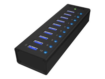 Raidsonic IcyBox IB-AC6110 10-port hub with USB Type-A interface and 1x charging port