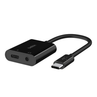 Belkin RockStar 3.5mm Audio + USB-C Charge Adapter Black