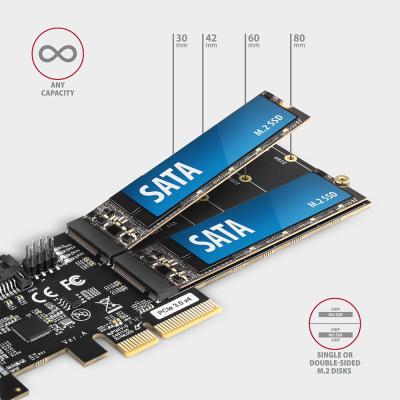 AXAGON PCES-SA4M2 PCIe Controller 2x SATA 6G + 2x SATA M.2