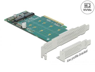 DeLock PCI Express x8 Card to 2x internal NVMe M.2 Key M Bifurcation Low Profile Form Factor
