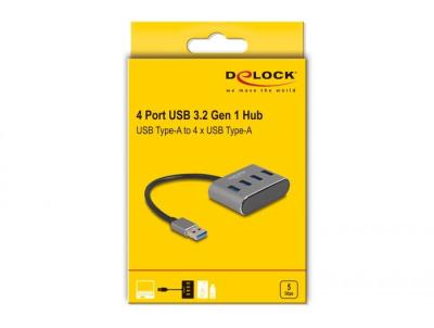 DeLock 4 Port USB 3.2 Gen 1 Hub with USB Type-A connector – USB Type-A ports on top