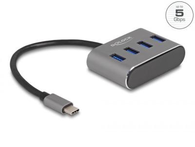 DeLock 4 Port USB 3.2 Gen 1 Hub with USB Type-C connector – USB Type-A ports on top
