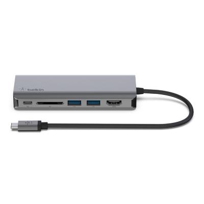 Belkin Connect USB-C 6-in-1 Multiport Adapter Gray