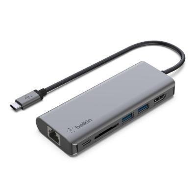 Belkin Connect USB-C 6-in-1 Multiport Adapter Gray