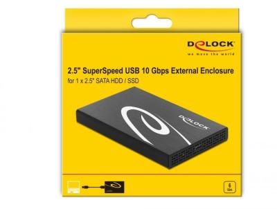 DeLock External Enclosure for 2,5″ SATA HDD/SSD with SuperSpeed USB 10 Gbps (USB 3.1 Gen 2)