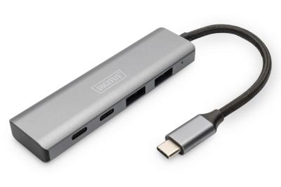 Digitus USB-C 4 Port HUB, 2x USB A + 2x USB-C Dark Gray