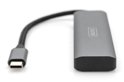 Digitus USB-C 4 Port HUB, 2x USB A + 2x USB-C Dark Gray