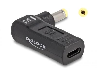 DeLock Adapter for Laptop Charging Cable USB Type-C female to HP 4.8 x 1.7 mm male 90° angled Black