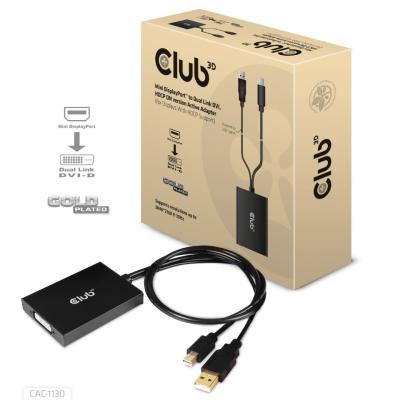 Club3D Mini DisplayPort to Dual Link DVI HDCP ON version Active Adapter