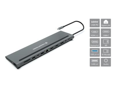 Conceptronic  DONN17G 12-in-1 USB 3.2 Gen 1 Docking Station Grey