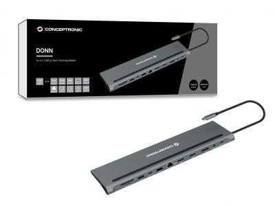 Conceptronic  DONN17G 12-in-1 USB 3.2 Gen 1 Docking Station Grey