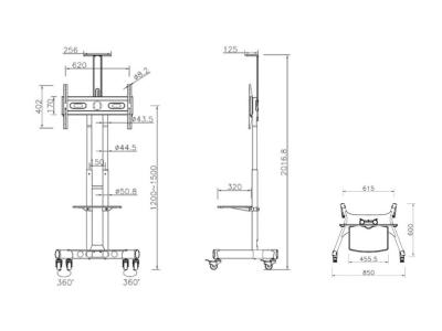 Multibrackets M Public Floorstand Basic 150 incl shelf & camera holder 32" - 60" Black