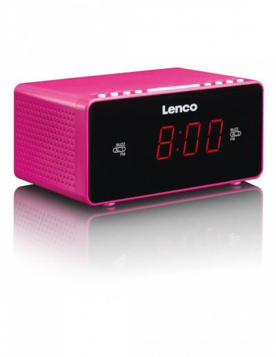 Lenco CR-510 Stereo FM Clock Radio Pink