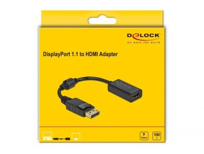 DeLock Adapter DisplayPort 1.1 male to HDMI female Passive 0,15m Black