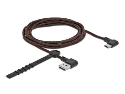 DeLock EASY-USB 2.0 Cable Type-A male to USB Type-C male angled left / right 2m Black
