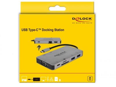 DeLock USB Type-C Docking Station 4K - HDMI/VGA/USB 3.1/SD/LAN/PD 3.0