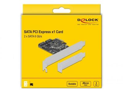 DeLock 2 port SATA PCI Express Card - Low Profile Form Factor