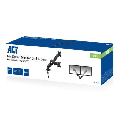 ACT AC8312 Gas Spring Dual Monitor Arm Office 13"-32" Black