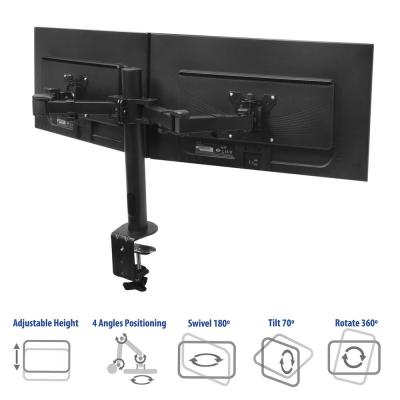 ACT AC8326 Dual Monitor Arm Office Solid Pro 10"-32" Black