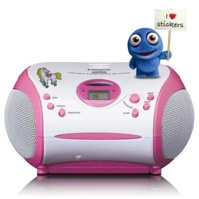 Lenco SCD-24PK Kids portable stereo FM radio with CD player Pink